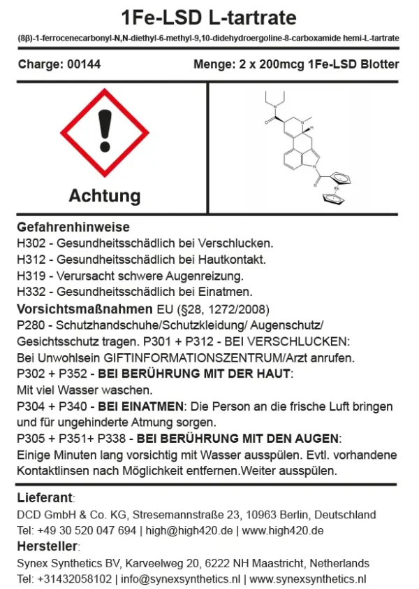 1S-LSD Full Blotter Warnhinweis